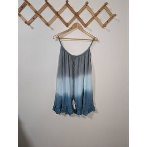 Lani Lau Hawaii Blue Ombre Boho Resort Spaghetti Strap Cotton Dress Size M/L